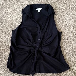 White House Black Market Black Button-Down Blouse